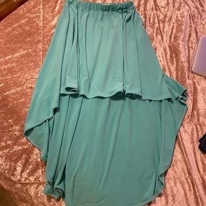 Teal high low skirt. Dainty button brand